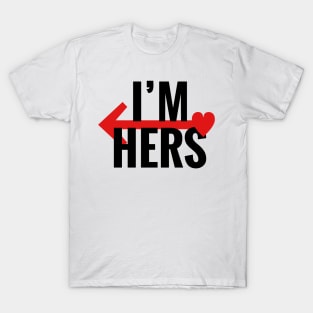 I'm Hers LEFT Arrow White Couple Matching T-Shirt